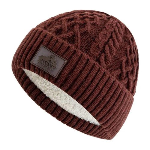 Gorro de Inverno Emaús Acessórios Malha com Forro de Pelúcia Marrom Unissex