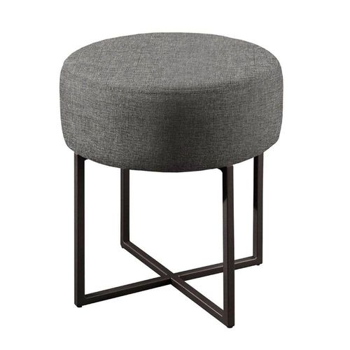 Puff Banqueta Otávio Luxo Base Preta Castellar Móbile Cinza