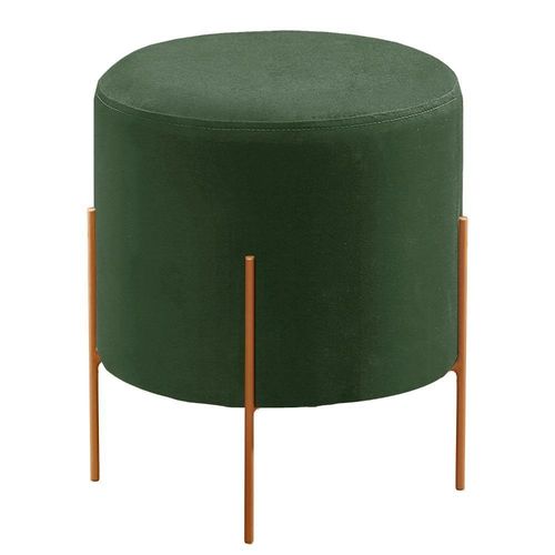 Puff Banqueta Odim Luxo Base Bronze Castellar Móbile Veludo Verde
