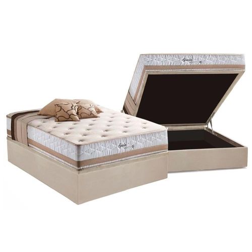 Cama Box Baú Casal Spain Euro Pillow Bonnel Bege Herval