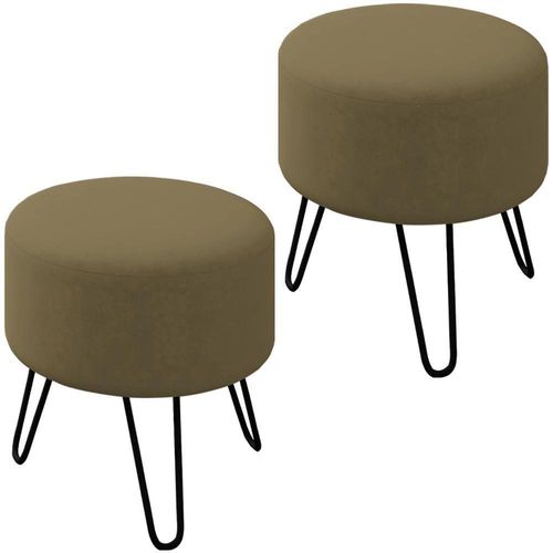 Kit 2 Puff Puf Para Sala Pes Metal Small Veludo Sl 945 Peer Sl 945