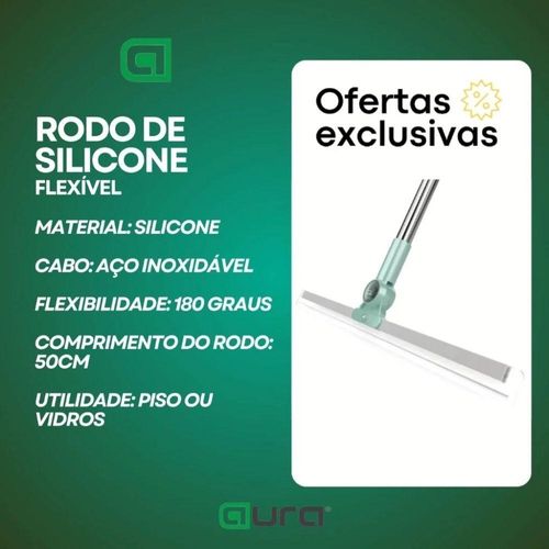 Rodo de Silicone Vassoura Mágica Uso Duplo Piso e Vidros com Gancho