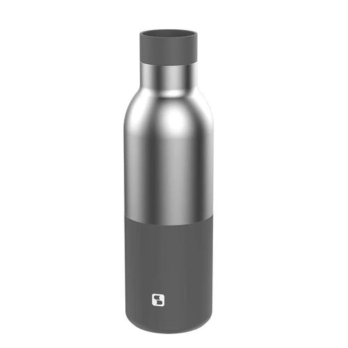 Garrafa Térmica Urbana 0,45L Inox com Tampa de Clique Cinza e Inox Soprano