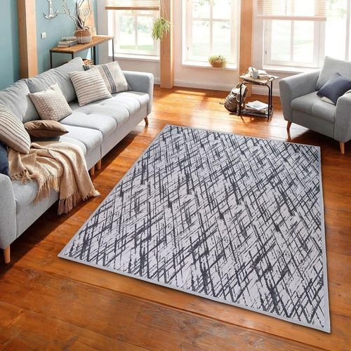 Tapete para Sala Casale Colline Retangular 150cmx200cm Jacquard Base Antiderrapante Cinza J. Serrano