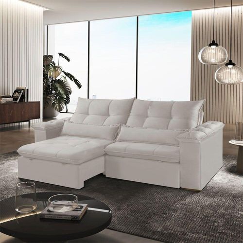 Sofá A302 Exclusive 3 Lugares Retrátil e Reclinável 290cm Branco Meu Sofá Online