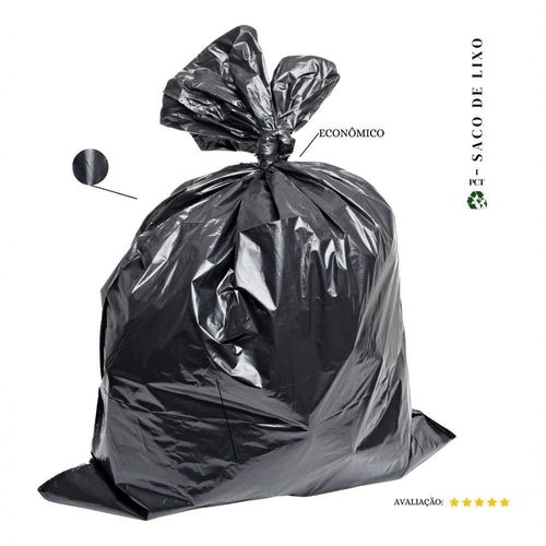 Saco de Lixo 50L Econômico Preto Pacote com 50 Unidades para Residências e Escritórios Higipack
