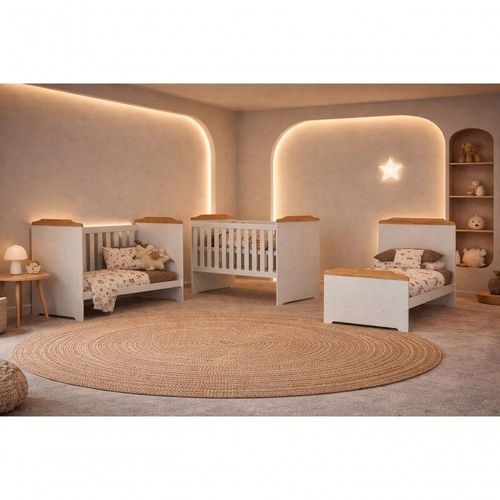 Mini Berço Multiuso 3 em 1 Doçura MDF com Colchão Branco para Quarto Infantil