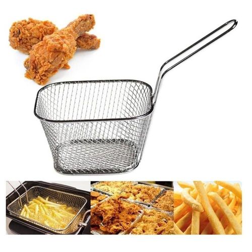 Mini Cesto para Frituras em Aço Inox Estrutura Aramada Uso em Lanchonete Prata Yeet