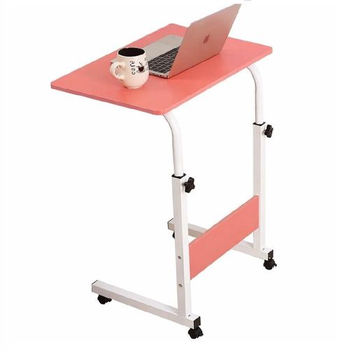 Mesa para Notebook com Rodízios Altura Ajustável Tampo 60cm Rosa