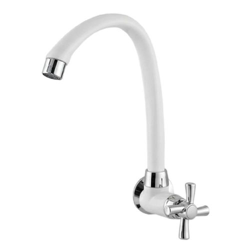 Torneira para Cozinha Parede Cross Bica Alta Móvel PVC Cromado Branco Tigre