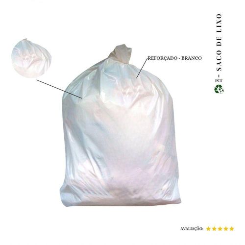 Saco de Lixo 20L Reforçado Branco Plástico com 100 Unidades Higipack