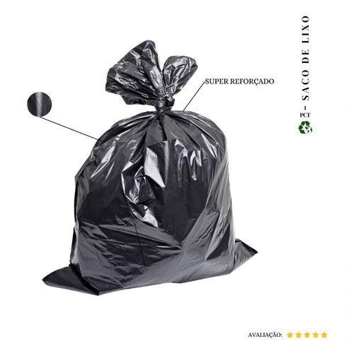 Saco de Lixo 40L Super Reforçado Plástico Preto com 50 Unidades Higipack