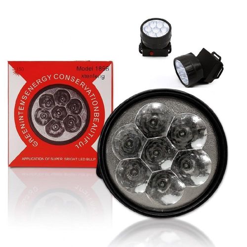 Lanterna de Cabeça 7 Leds para Pesca Trilhas Camping Ajustável Preto Yeet