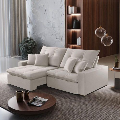 Sofá Império A302 3 Lugares Retrátil e Reclinável 210cm Branco Meu Sofá Online
