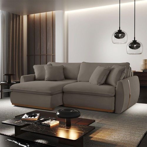 Sofá Cama B002 Retrátil e Reclinável 190cm Veludo Capuccino Meu Sofá Online