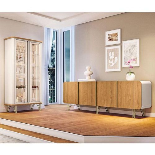 Buffet Saluti E Cristaleira évora Off White Cinamomo - Hb Móveis