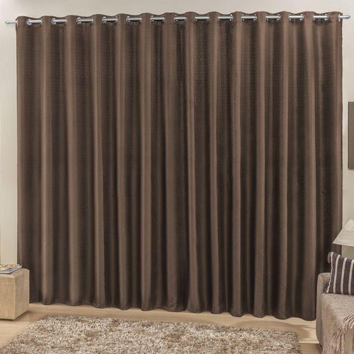 Cortina 2 Mts Sala Quarto Escritório Ráfia Trilho Comum Baratissima Tabaco