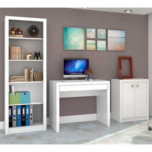Conjunto Escritorio Completo 3 Peças Cj16 Branco Branco