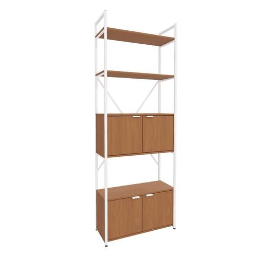 Estante Alta 4 Portas 202x72 Cm Li018 Canela Branco
