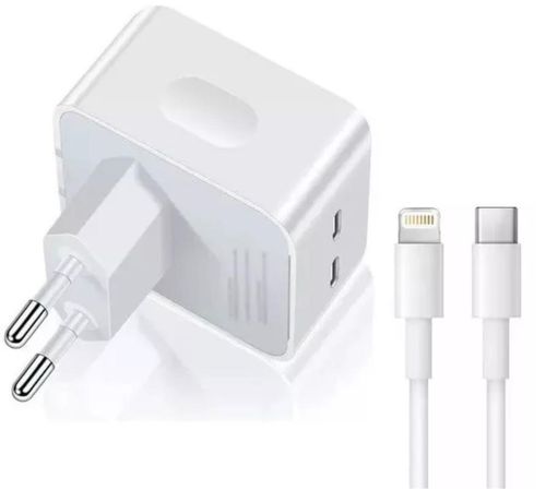 Carregador Turbo Duplo Usb-c Compativel iPad e iPhone 12 13 14 - 40w