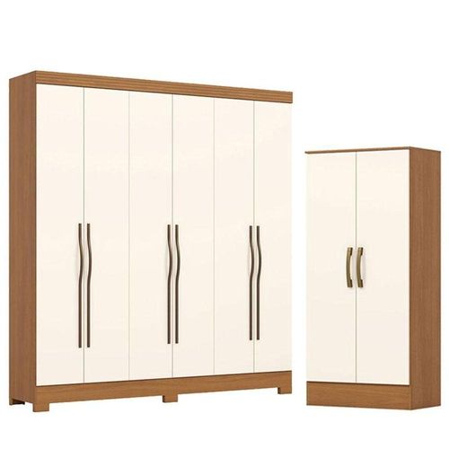 Guarda Roupa 6 Portas 2 Gavetas Leonard Cinamomo Off White