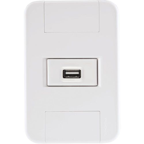 Conjunto 4x2 com 1 Tomada USB 1,5 A Bivolt Tramontina Tablet Branco