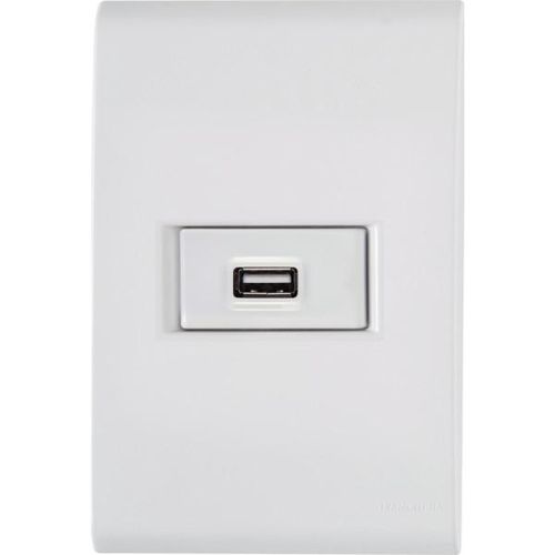 Conjunto 4x2 com 1 Tomada USB 1,5 A Bivolt Tramontina Liz Branco