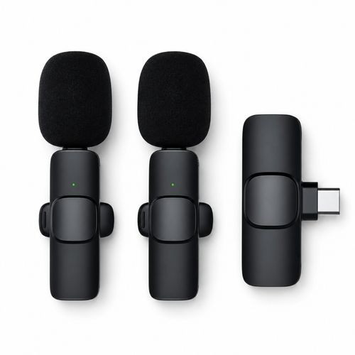 Lapela Recarregável Duplo Type C Wireless Áudio Cristal HD
