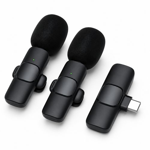 Lapela 2 em 1 Recarregável Type C Wireless Voz Sem Ruído