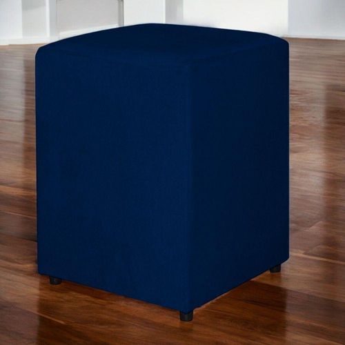 Puff Quadrado Tecido Suede Azul Fri