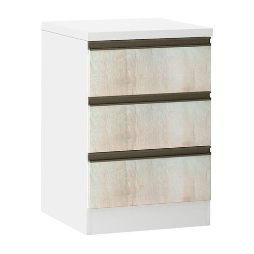 Mesa De Cabeceira 3 Gavetas 40cm Branco C/Legno Crema