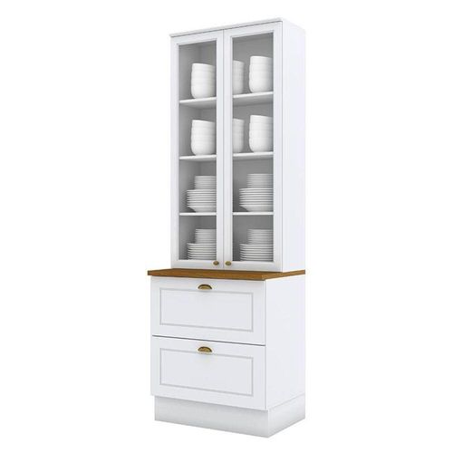 Cristaleira Branco Com Tampo Naturale - Henn