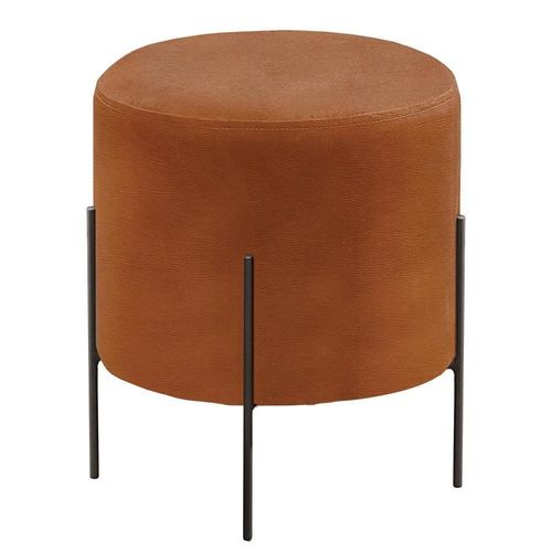 Puff Banqueta Odim Luxo Base Preta Castellar Móbile Corino Caramelo