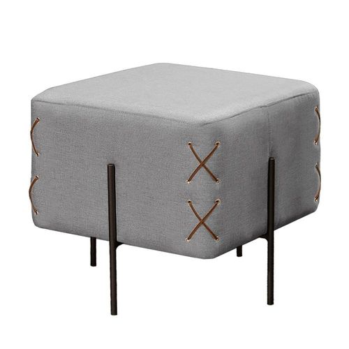 Puff Banqueta Eros Luxo Preto Castellar Móbile Linho Cinza Linho Cinza