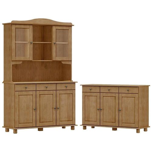 Cristaleira 5 Portas E Balcao 3 Portas Madeira Maciça Freijo Milani Store