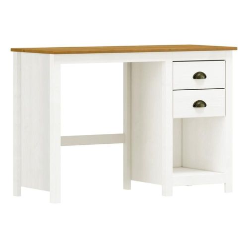 Escrivaninha Em Madeira 2 Gavetas Linha Topázio - Branco/freijó