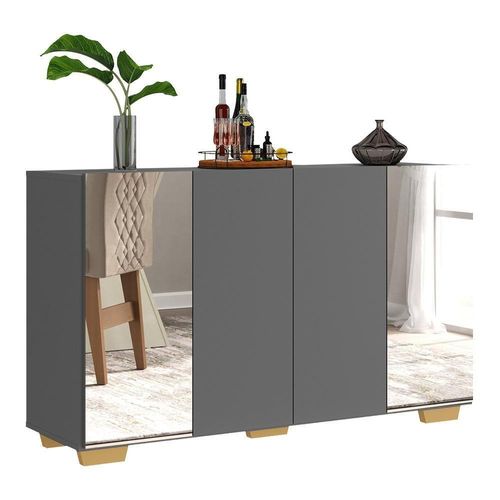 Aparador Buffet 4 Portas Multimóveis V3557 Rustic/Branco