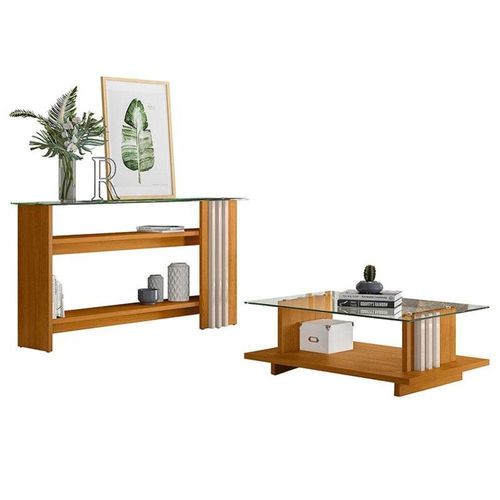 Aparador E Mesa De Centro Ambiente Frizz Cinamomo Off White - Madetec