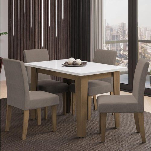 Conjunto de Mesa Sala de Jantar Miami  4 Cadeiras Trieste