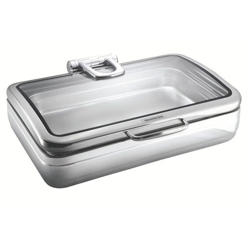 Rechaud Tramontina Banho Maria Retangular Aço Inox Tampa Basculante Cuba GN 1/1 9,06L