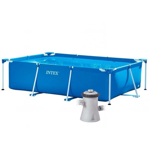 Piscina Estrutural Retangular Litros Pvc Armação + Bomba Filtrante 110v Intex