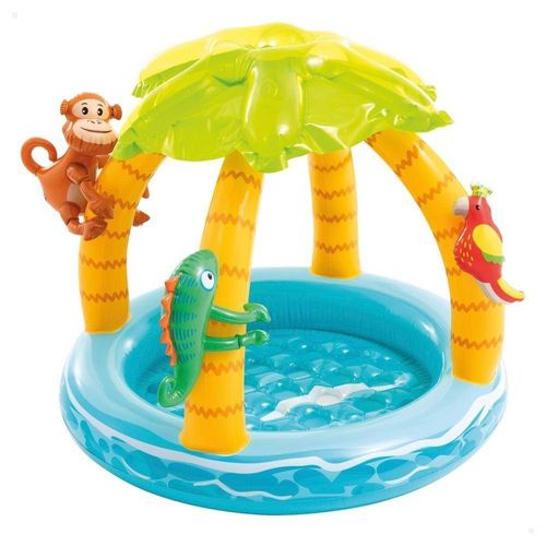 Piscina Inflável Ilha Tropical Infantil Com Cobertura 45 Litros Intex