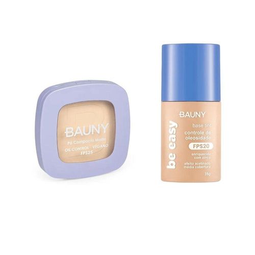 Kit Bauny Pó Compacto Fps25 10g 020 + Base Be Easy Tint 020 - Qualidade Garantida!