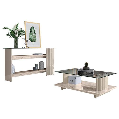 Aparador E Mesa De Centro Frizz Calacata Off White - Madetec