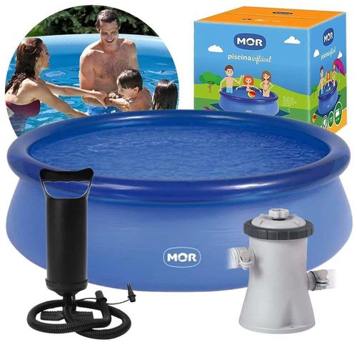 Piscina Inflável Litros Circular 240cm Pvc Com Bomba Filtro Azul Mor 220v