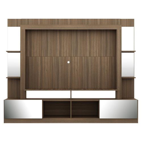 Rack Estante com Painel 65 e Espelho Oslo Madeirado