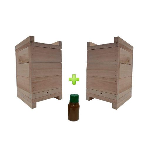 Kit 2 Caixas Inpa Abelhas Sem Ferrão 18X18 + Atrativo 50 Ml