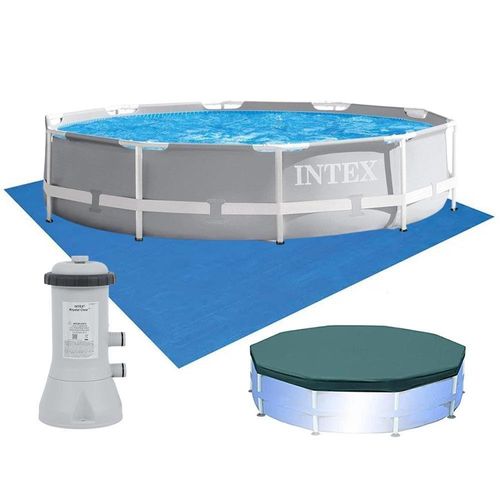 Piscina Estrutural Armação Litros Prism Com Filtro 110v Capa E Forro Intex
