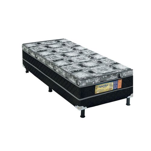 Cama Conjugado Solteiro Super Premium Espuma D28 1,88 X 0,88 X 0,52 Branco E Preto