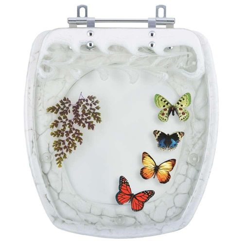 Tampa De Vaso Poliéster Decorada Borboletas Stylus Branco Para Louça Celite